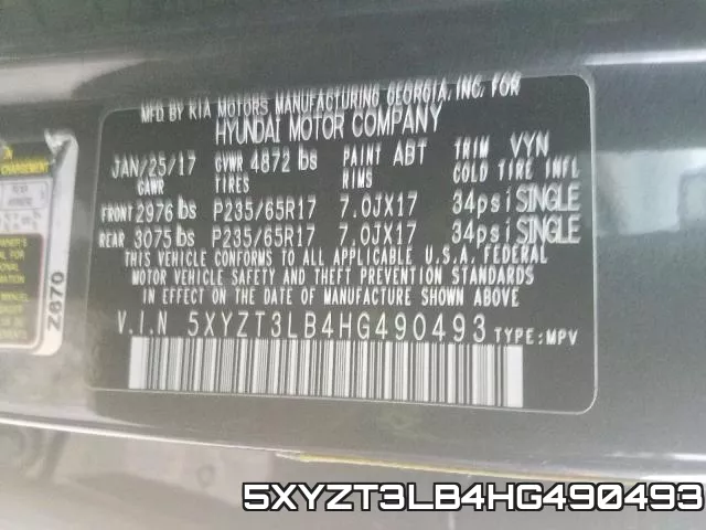 5XYZT3LB4HG490493 фото 2