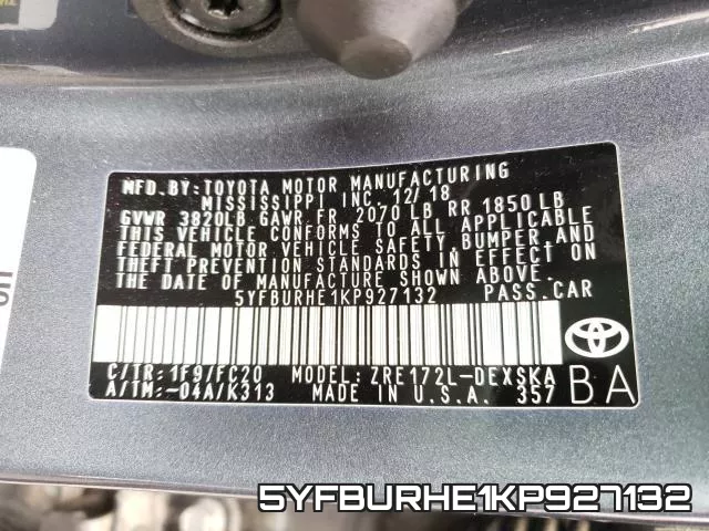 5YFBURHE1KP927132 фото 2