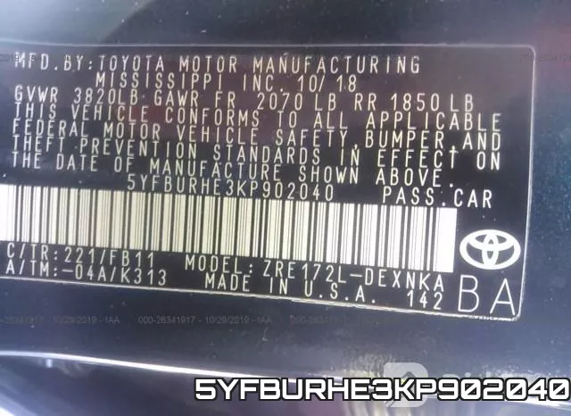 5YFBURHE3KP902040 фото 10