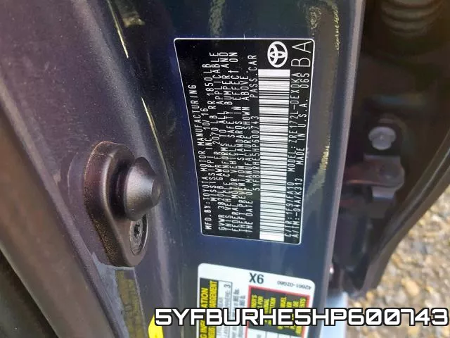 5YFBURHE5HP600743 фото 2