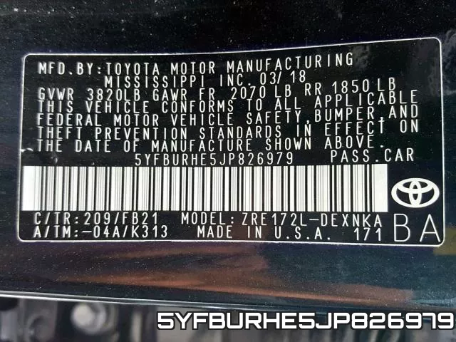 5YFBURHE5JP826979 фото 2