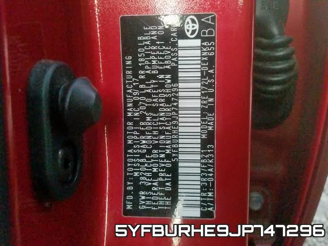 5YFBURHE9JP747296 фото 2