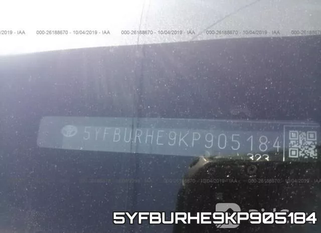 5YFBURHE9KP905184 фото 6