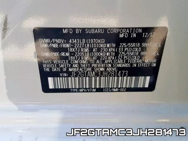 JF2GTAMC3JH281473 фото 2