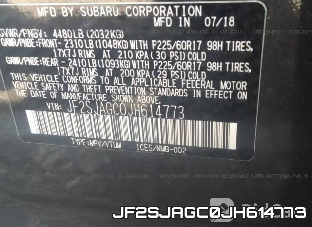 JF2SJAGC0JH614773 фото 8