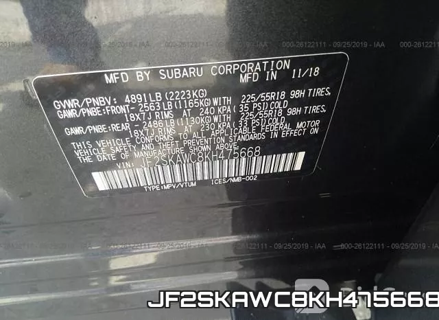 JF2SKAWC8KH475668 фото 10