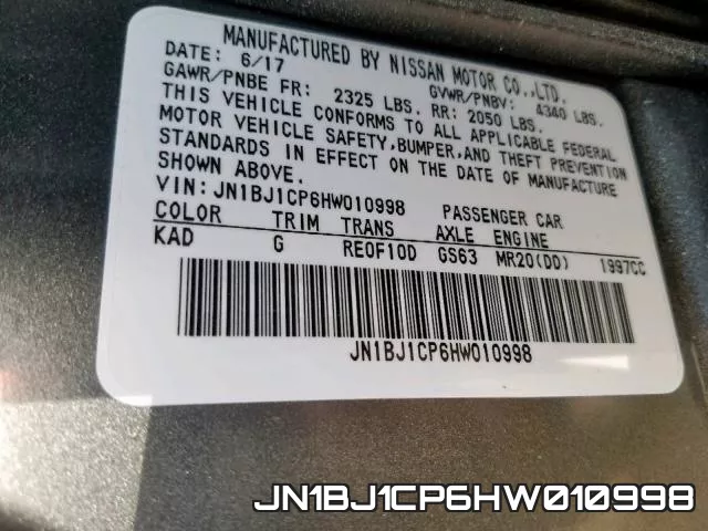 JN1BJ1CP6HW010998 фото 2