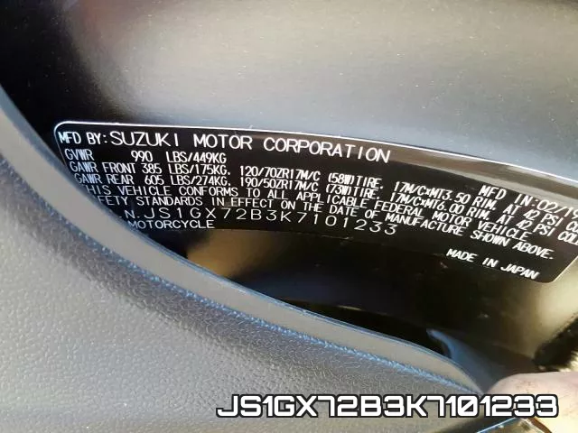 JS1GX72B3K7101233 фото 2