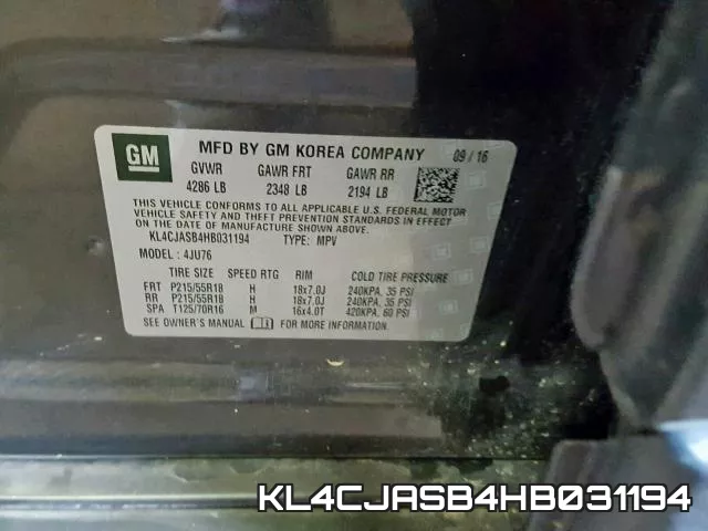 KL4CJASB4HB031194 фото 2