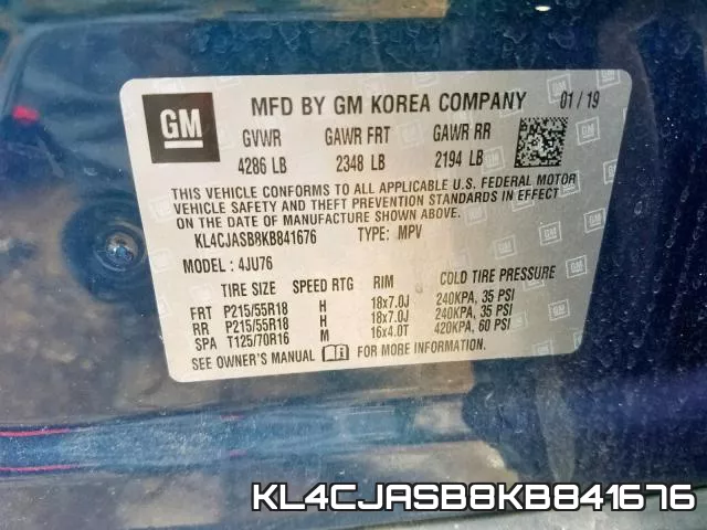 KL4CJASB8KB841676 фото 2