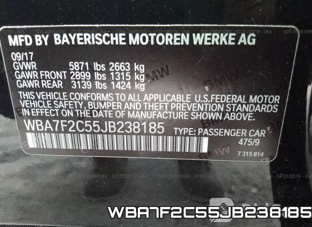 WBA7F2C55JB238185 фото 7