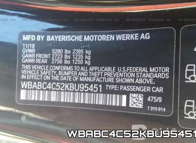 WBABC4C52KBU95451 фото 8