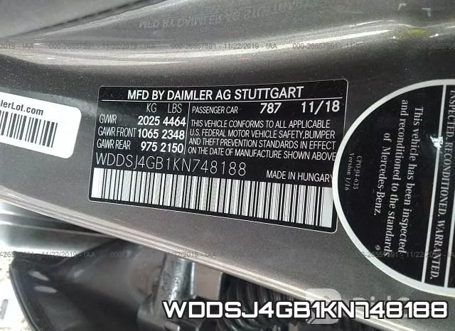 WDDSJ4GB1KN748188 фото 9