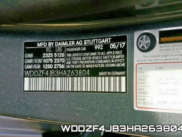 WDDZF4JB3HA263804 фото 2