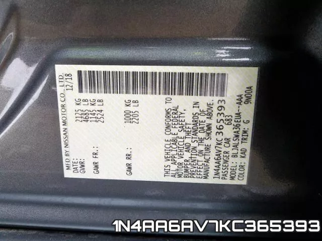 1N4AA6AV7KC365393 фото 2