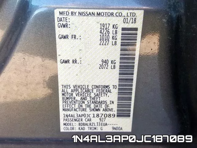 1N4AL3AP0JC187089 фото 2