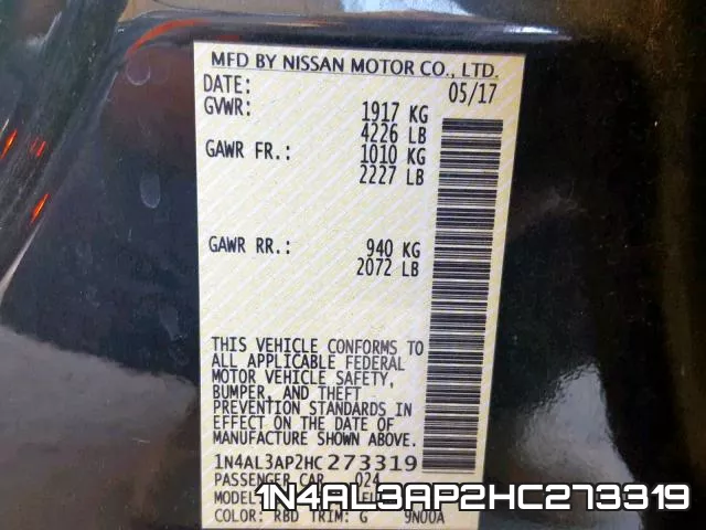 1N4AL3AP2HC273319 фото 2