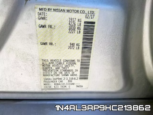 1N4AL3AP9HC213862 фото 2