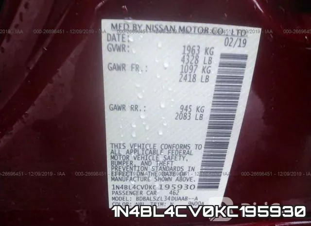 1N4BL4CV0KC195930 фото 10