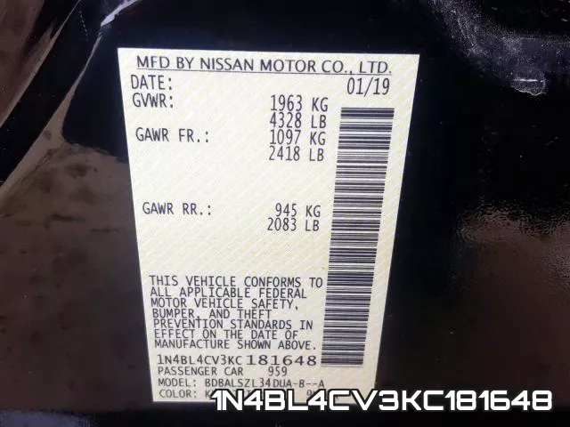 1N4BL4CV3KC181648 фото 2