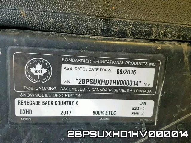 2BPSUXHD1HV000014 фото 2