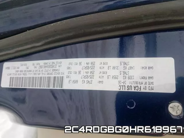 2C4RDGBG0HR618967 фото 2