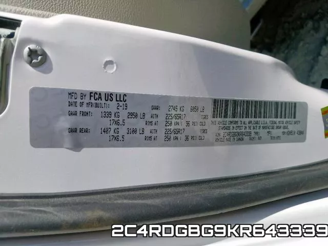 2C4RDGBG9KR643339 фото 2