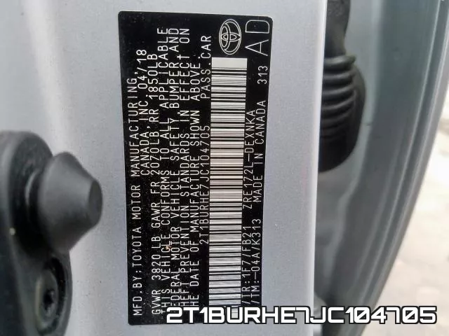 2T1BURHE7JC104705 фото 2