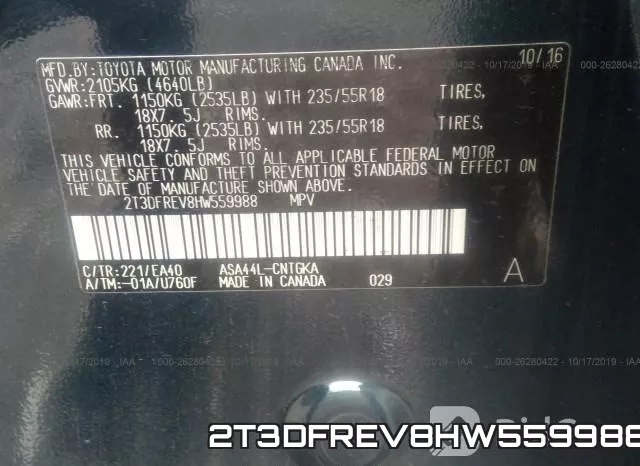2T3DFREV8HW559988 фото 9