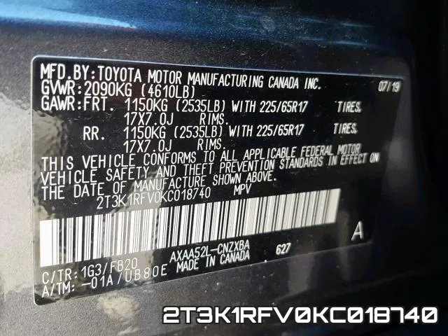 2T3K1RFV0KC018740 фото 2