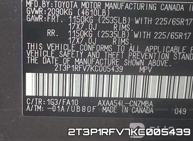 2T3P1RFV7KC005439 фото 9