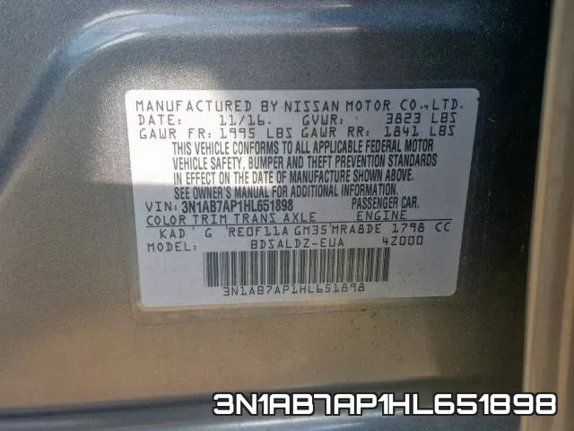 3N1AB7AP1HL651898 фото 2