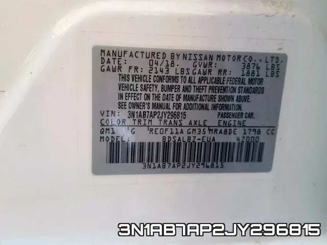 3N1AB7AP2JY296815 фото 2