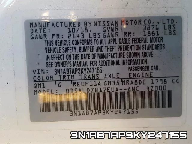3N1AB7AP3KY247155 фото 2