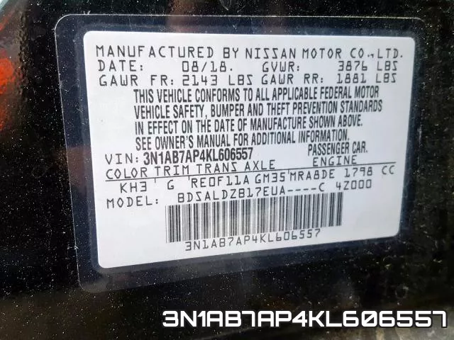 3N1AB7AP4KL606557 фото 2