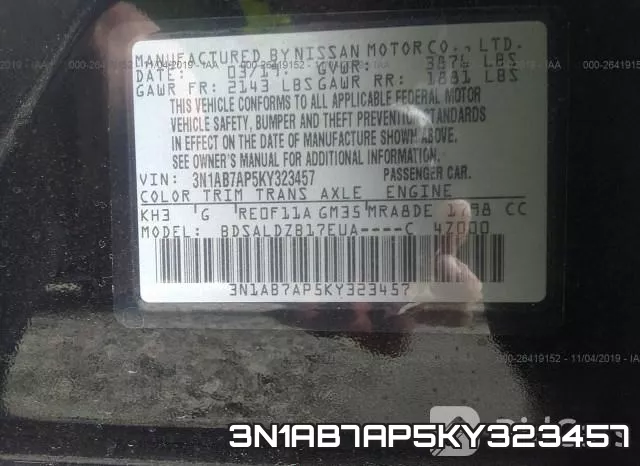 3N1AB7AP5KY323457 фото 6