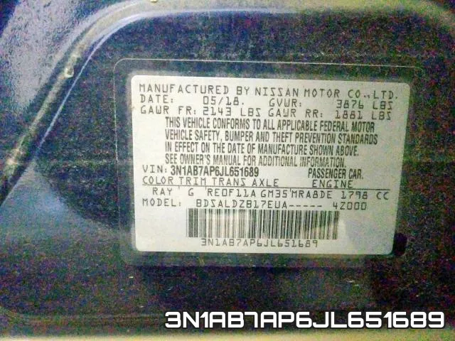 3N1AB7AP6JL651689 фото 2