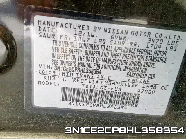 3N1CE2CP8HL358354 фото 2