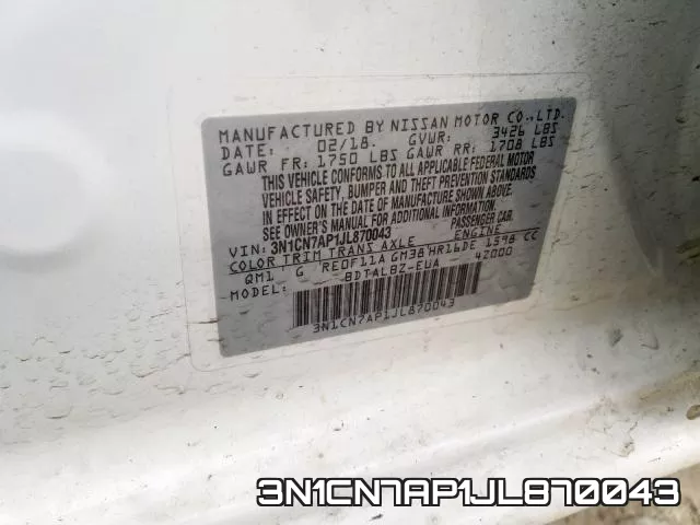 3N1CN7AP1JL870043 фото 2
