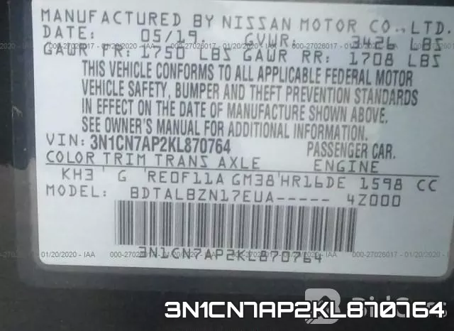 3N1CN7AP2KL870764 фото 10