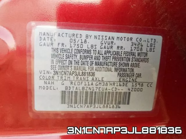 3N1CN7AP3JL881836 фото 2