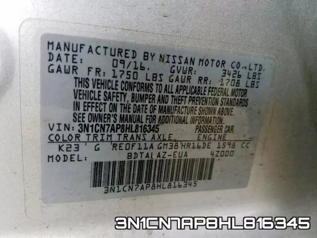 3N1CN7AP8HL816345 фото 2