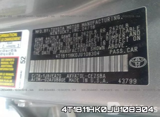 4T1B11HK0JU108304 фото 10