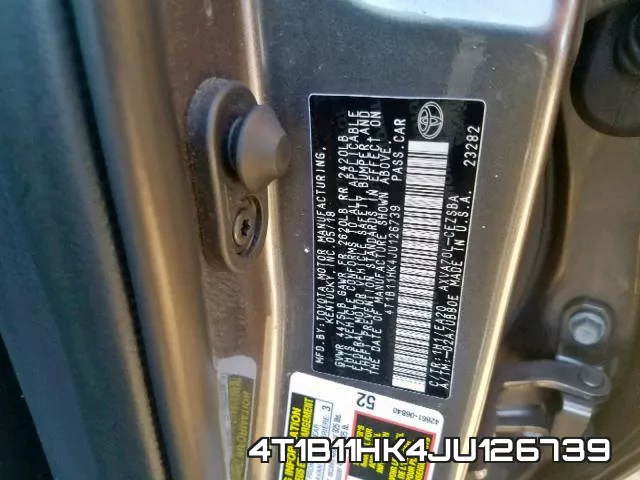 4T1B11HK4JU126739 фото 2