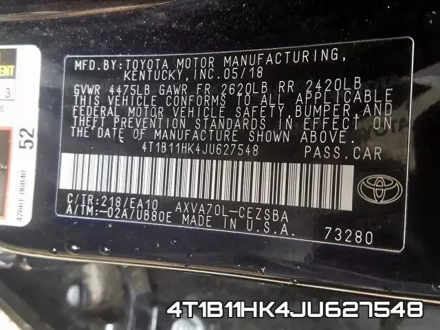 4T1B11HK4JU627548 фото 2