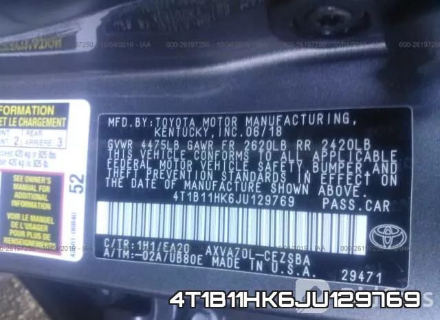 4T1B11HK6JU129769 фото 9