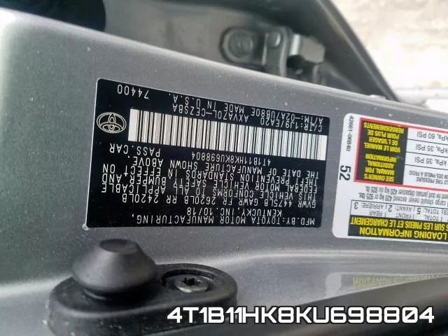 4T1B11HK8KU698804 фото 2