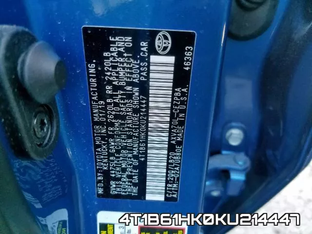 4T1B61HK0KU214447 фото 2