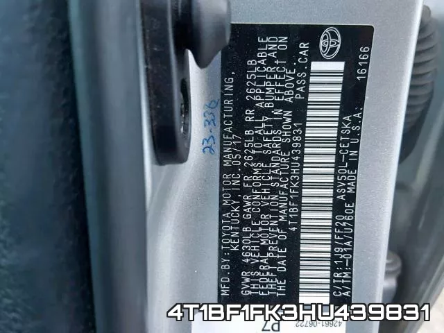 4T1BF1FK3HU439831 фото 2