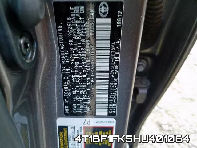 4T1BF1FK5HU401064 фото 2